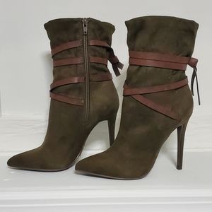 Shoedazzle Olive Green Booties